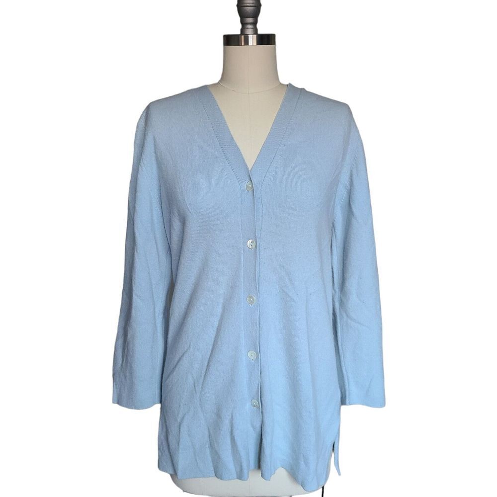 Brora 100% Cashmere Womens Blue Cardigan Sweater Small‎ | Soft Luxury Knit
